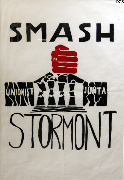 Smash Stormont poster at Linen Hall Library. Belfast, Northern Ireland.
