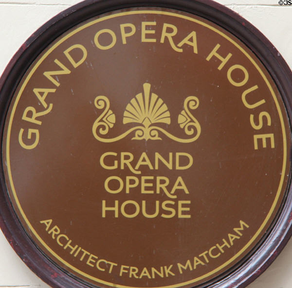 Belfast Grand Opera House plaque. Belfast, Northern Ireland.
