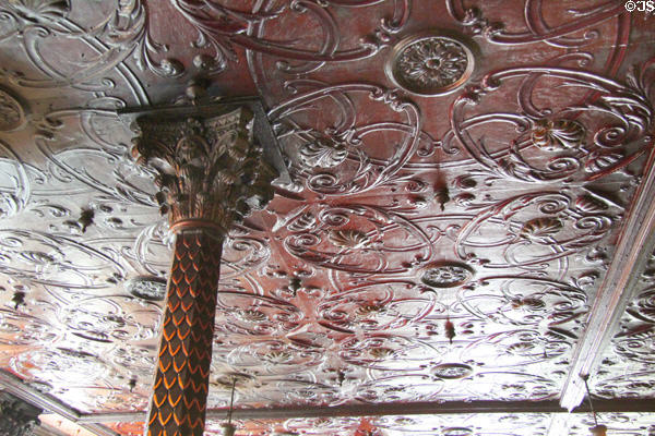 Details of tin ceiling at Crown Liquor Saloon. Belfast, Northern Ireland.
