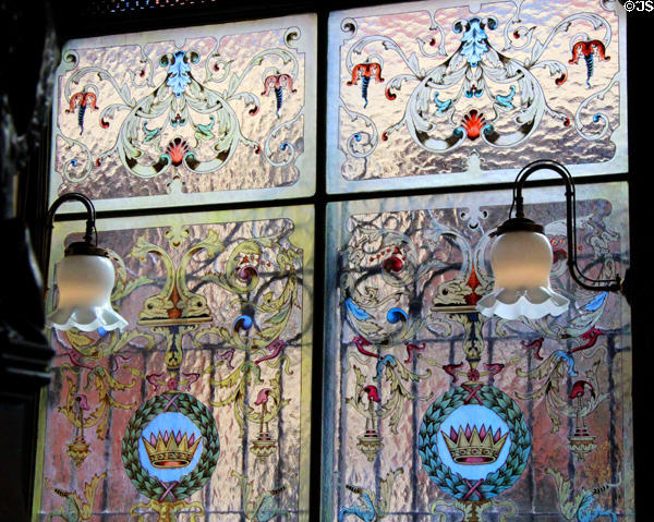 Stained glass in Crown Liquor Saloon. Belfast, Northern Ireland.