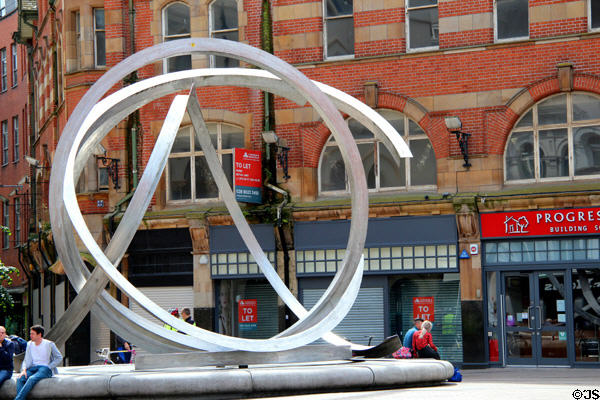 Spirit of Belfast sculpture (2009) by Dan George on Arthur Square. Belfast, Northern Ireland.