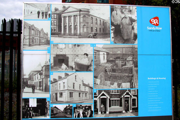 Poster of features of Protestant area of Sandy Row. Belfast, Northern Ireland.