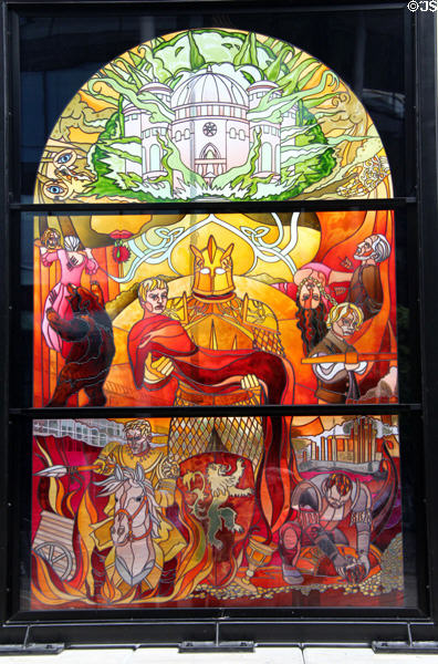 Game of Thrones - King's Landing stained glass window at Waterfront Hall. Belfast, Northern Ireland.