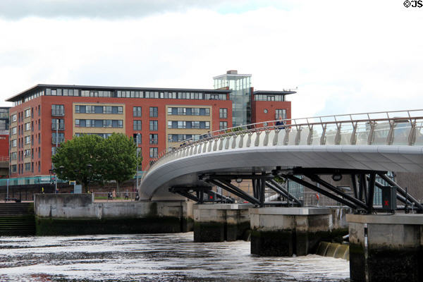 Lagan Weir Pedestrian Footbridge (2015) over Lagan River. Belfast, Northern Ireland.