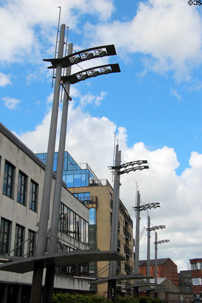 Modern lamp stands along Donegall Quay. Belfast, Northern Ireland.