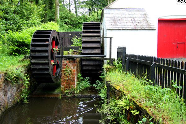 Water wheels of Coalisland Spade Mill (1850s) at Ulster Folk Park. Belfast, Northern Ireland.
