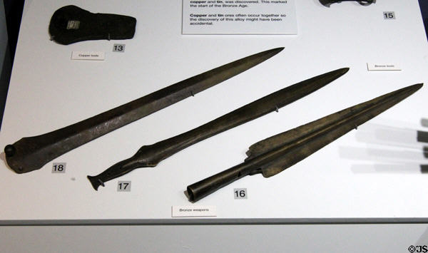 Bronze Age swords & spear from Ireland at Ulster Museum. Belfast, Northern Ireland.