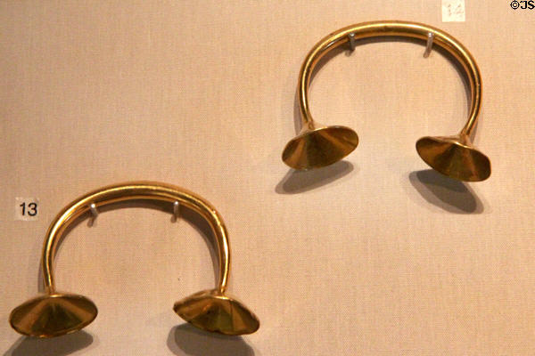 Cup-ended gold bracelet from Belfast at Ulster Museum. Belfast, Northern Ireland.