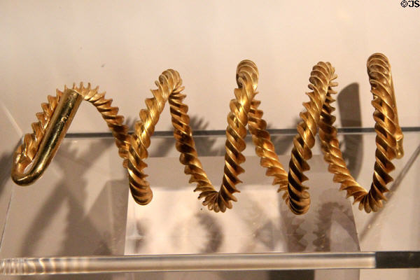 Celtic gold twisted spiral at Ulster Museum. Belfast, Northern Ireland.