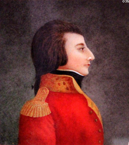 Portrait of Wolfe Tone in French uniform (c1796-8) at Ulster Museum. Belfast, Northern Ireland.