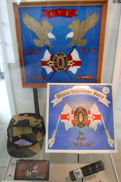 Objects (1970s) of Ulster Volunteer Force in defense of Protestant areas of Northern Ireland at Ulster Museum. Belfast, Northern Ireland.
