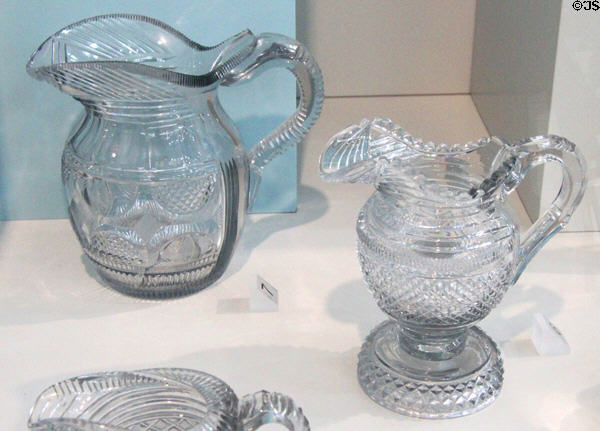 Glass jugs (c1830) by Waterford at Ulster Museum. Belfast, Northern Ireland.
