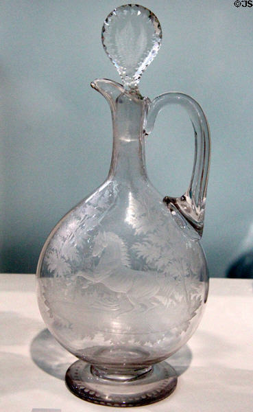 Glass claret jug (c1880) by Pugh Glasshouse of Dublin at Ulster Museum. Belfast, Northern Ireland.