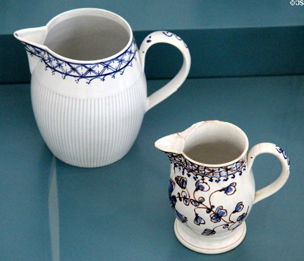 Creamware pitchers (c1790) by Downshire Pottery of Belfast at Ulster Museum. Belfast, Northern Ireland.