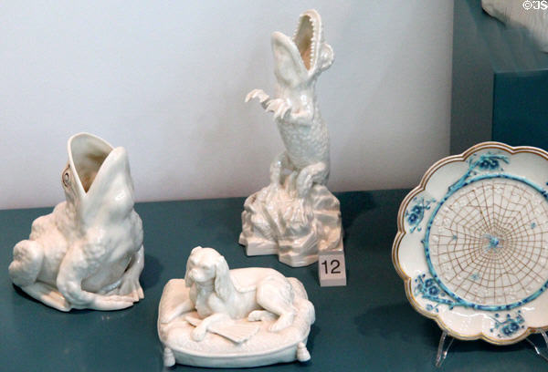 Various sculpted porcelain objects (1863-1926) by Belleek at Ulster Museum. Belfast, Northern Ireland.