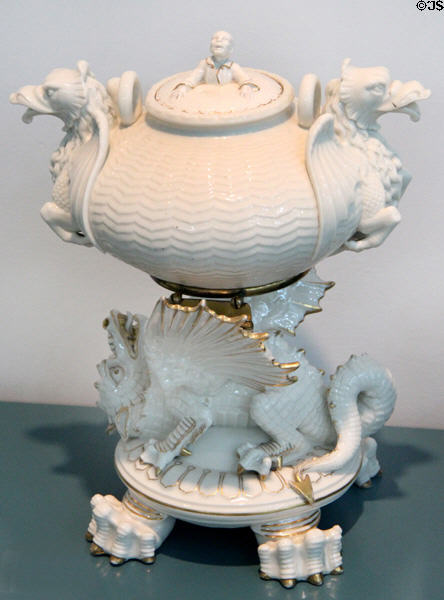 Porcelain dragon tea kettle (1863-90) by Belleek at Ulster Museum. Belfast, Northern Ireland.