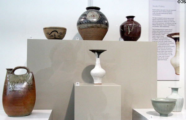 Collection of modern stoneware vessels (20thC) at Ulster Museum. Belfast, Northern Ireland.
