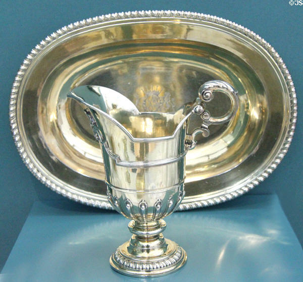 Silver ewer & basin (c1721) by David Willaume of London at Ulster Museum. Belfast, Northern Ireland.