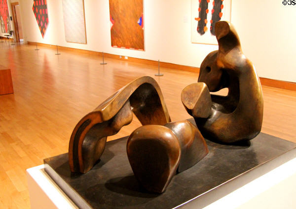 Three Piece Reclining Figure: Draped model sculpture (1975) by Henry Moore at Ulster Museum. Belfast, Northern Ireland.
