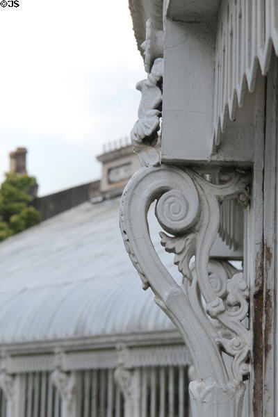 Cast iron support of glass Palm House (1840) in Botanic Gardens. Belfast, Northern Ireland.