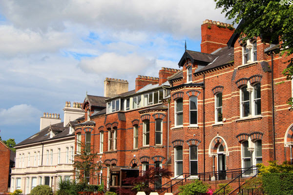 Queen's Quarter neighborhood streetscape. Belfast, Northern Ireland.