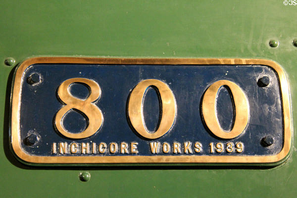 Maker's plate of Great Southern Railways steam locomotive 'Maedb' (1939) at Ulster Transport Museum. Belfast, Northern Ireland.