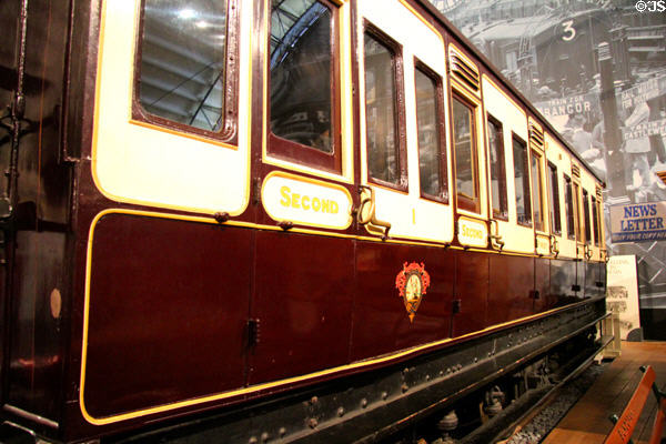Dundalk Newry & Greenore Railway carriage no.1 (1909) at Ulster Transport Museum. Belfast, Northern Ireland.