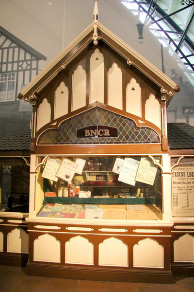 Belfast & Northern Counties Railway sales kiosk from Portrush station at Ulster Transport Museum. Belfast, Northern Ireland.