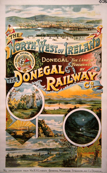 Donegall Railway poster at Ulster Transport Museum. Belfast, Northern Ireland.