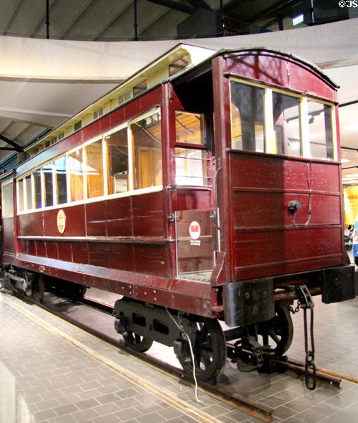 Bessbrook & Newry electric tram 2 (1885) at Ulster Transport Museum. Belfast, Northern Ireland.