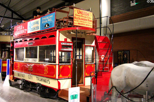 Belfast Street Tramway Co. horse-drawn tram 118 (c1887) at Ulster Transport Museum. Belfast, Northern Ireland.
