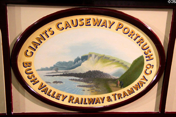 Shield of Giant's Causeway, Portrush & Bush Valley Railway & Tramway Co. at Ulster Transport Museum. Belfast, Northern Ireland.