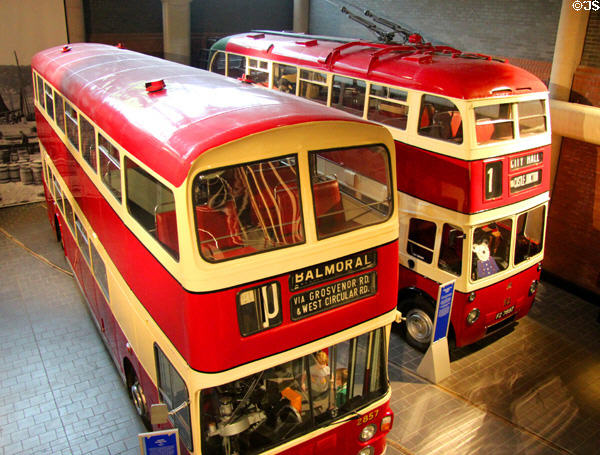Belfast double decker buses (1973 & 1948) at Ulster Transport Museum. Belfast, Northern Ireland.