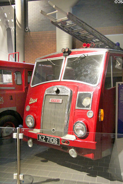 Dennis F8 fire engine (1952-4) designed to get through narrow streets at Ulster Transport Museum. Belfast, Northern Ireland.