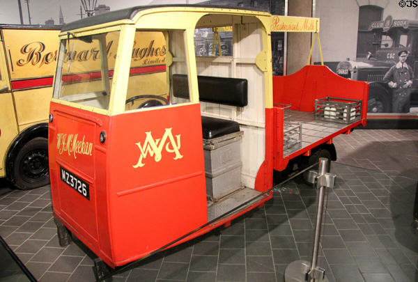 Battery-electric Co-op Milk float (1954) at Ulster Transport Museum. Belfast, Northern Ireland.