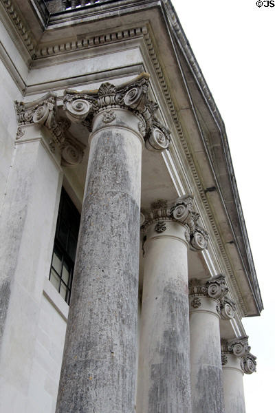 Neoclassical columns of Castle Coole. Enniskillen, Northern Ireland.