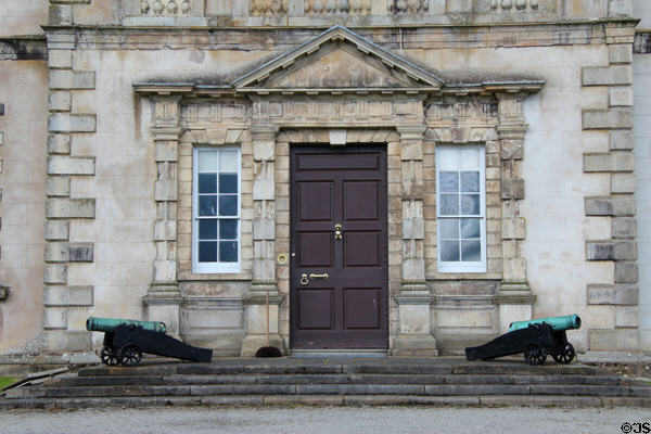Cannons flank front door at Florence Court. Enniskillen, Northern Ireland.