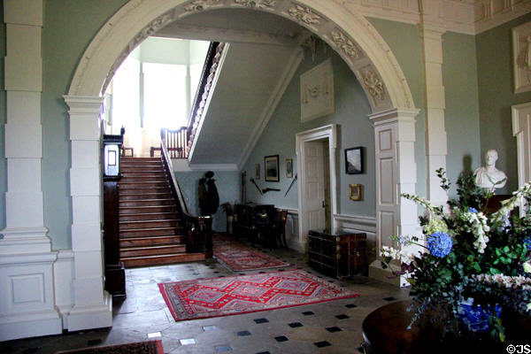 Entrance hall with stairwell at Florence Court. Enniskillen, Northern Ireland.