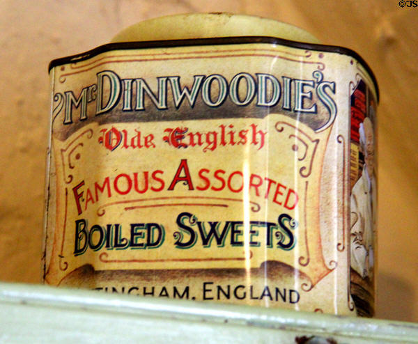 Mr Dinwoodie's Olde English Famous Assorted Boiled Sweets tin from' Nottingham, England at Florence Court. Enniskillen, Northern Ireland.