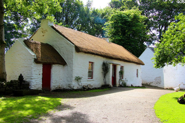 Mellon Homestead on original site where Thomas Mellon (founder of Mellon Bank of USA) was born in 1813 at Ulster American Folk Park. Omagh, Northern Ireland.