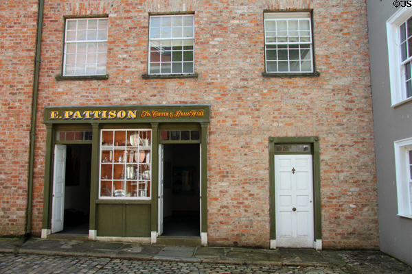 E. Pattison Tinsmith shop as would be in America at Ulster American Folk Park. Omagh, Northern Ireland.