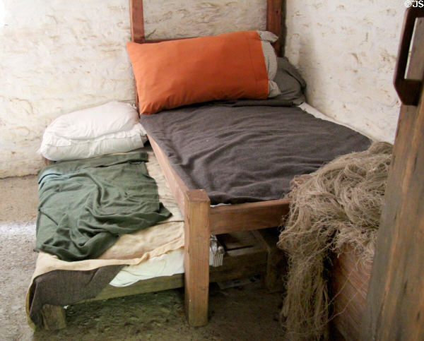 Trundle bed in Samuel Fulton Stone House at Ulster American Folk Park. Omagh, Northern Ireland.