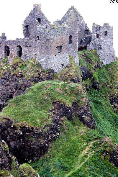 Dunluce Castle on crag of Causeway Coast. Northern Ireland.