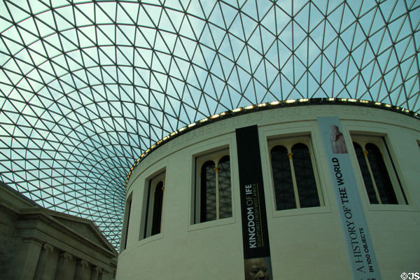 Detail of Glass atrium over Queen Elizabeth Great Court of British Museum. London, United Kingdom.