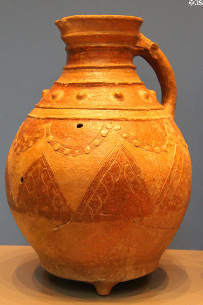 Earthenware tripod ale jug (c1200-1350) from London, England at British Museum. London, United Kingdom.