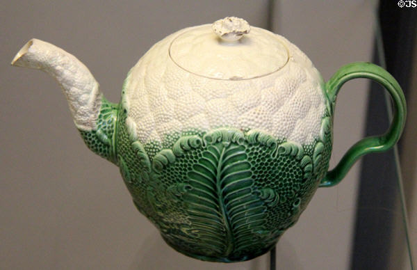 Creamware cauliflower teapot (c1765) made in Staffordshire at British Museum. London, United Kingdom.