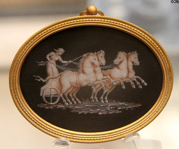 Wedgwood black basalt plaque showing Diana in her Chariot (c1775) by Wedgwood & Bentley of Etruria at British Museum. London, United Kingdom.