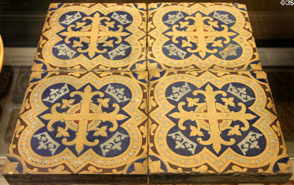 Earthenware encaustic tiles (1862) prob by A.W.N. Pugin for Minton & Co at British Museum. London, United Kingdom.