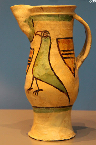 Earthenware wine jug (c1300) from Saintonge, France at British Museum. London, United Kingdom.