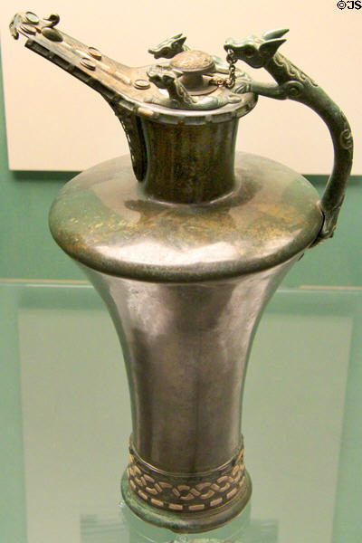 Celtic culture bronze flagon (c450 BCE) from Basse-Yutz, eastern France inspired by Etruscan & Greek designs at British Museum. London, United Kingdom.